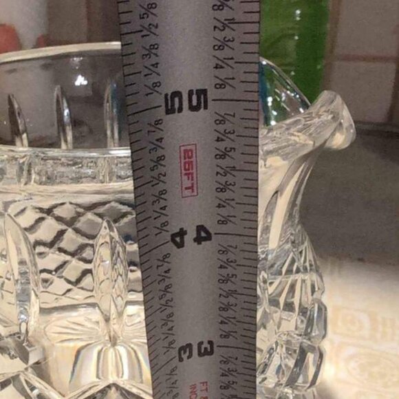 Teleflora Heavy Lead Crystal Squat Pitcher Basket Weave Diamond Cut - Picture 6 of 7